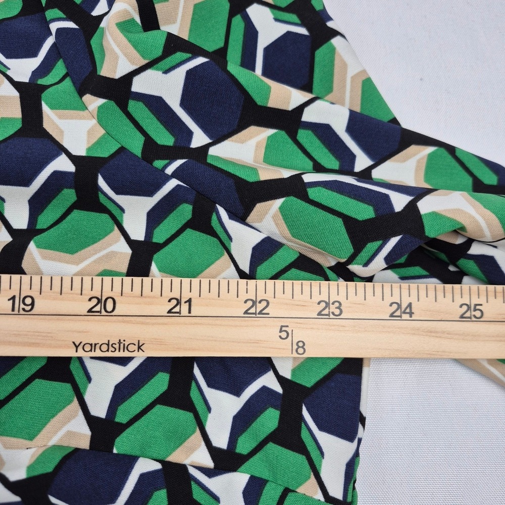 Anne Klein Geo Printed Poet Blouse Women's 1X Green Tan Covered Placket Top NWT - Picture 12 of 16